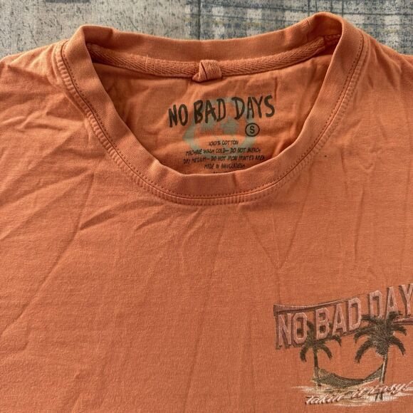 No Bad Days Orange Retro Positive Vibes Island Graphic Short Sleeve Men's Sz S - Picture 3 of 16